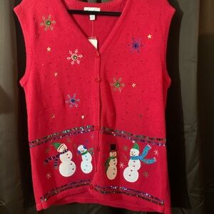 Kim Roger’s Christmas vest, size large 55% ramie 45% cotton